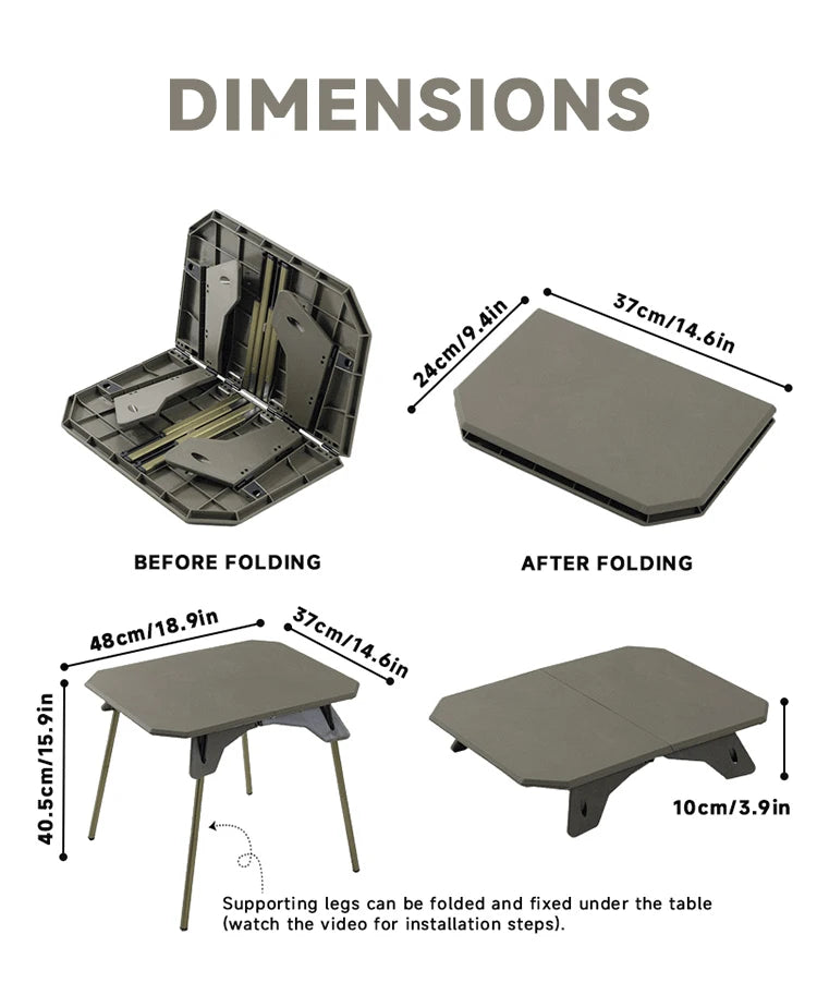 Ultralight Folding Camping Table with Dual Height Settings