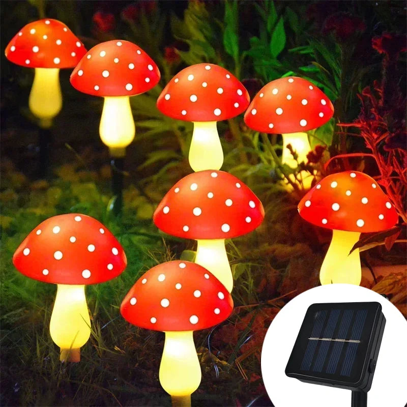 Luces solares de jardín con forma de seta, 8, 12 o 20 LED