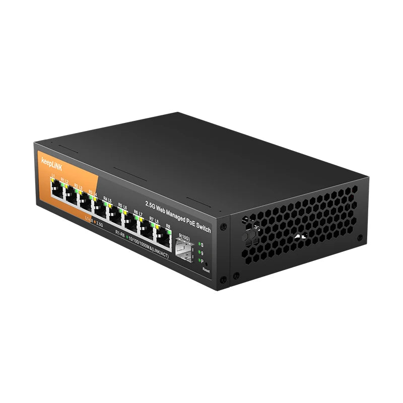 KeepLink 9-Port Multi-Gigabit Managed Switch with 8-2.5Gbps PoE and 1-10Gb SFP+ Uplink 
