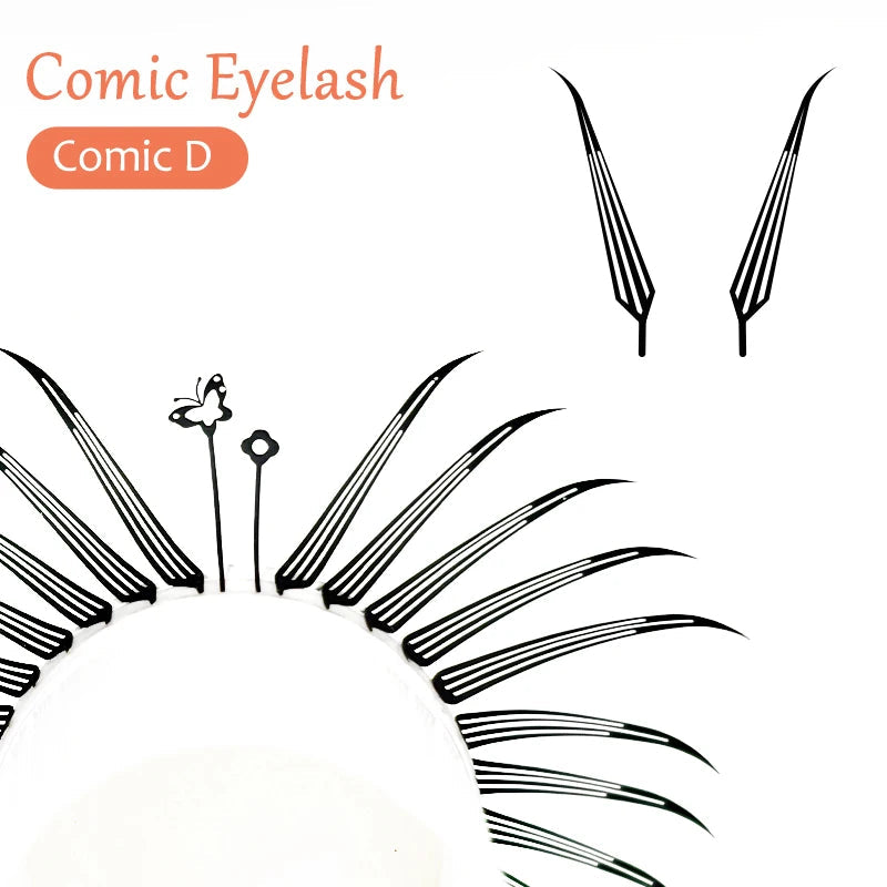 DIYDAY Comic Spire Eyelash Extension Premade Manga False Eyelashes Super Soft Light Feather-Feeling Anime Lashes for Makeup Tool 