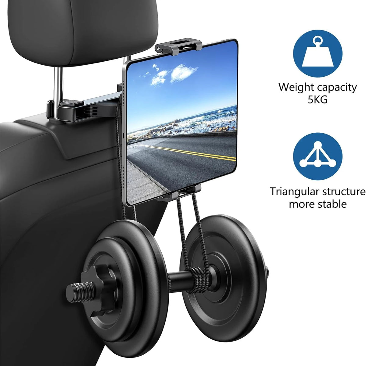Rotating Car Headrest Holder for Phones and Tablets