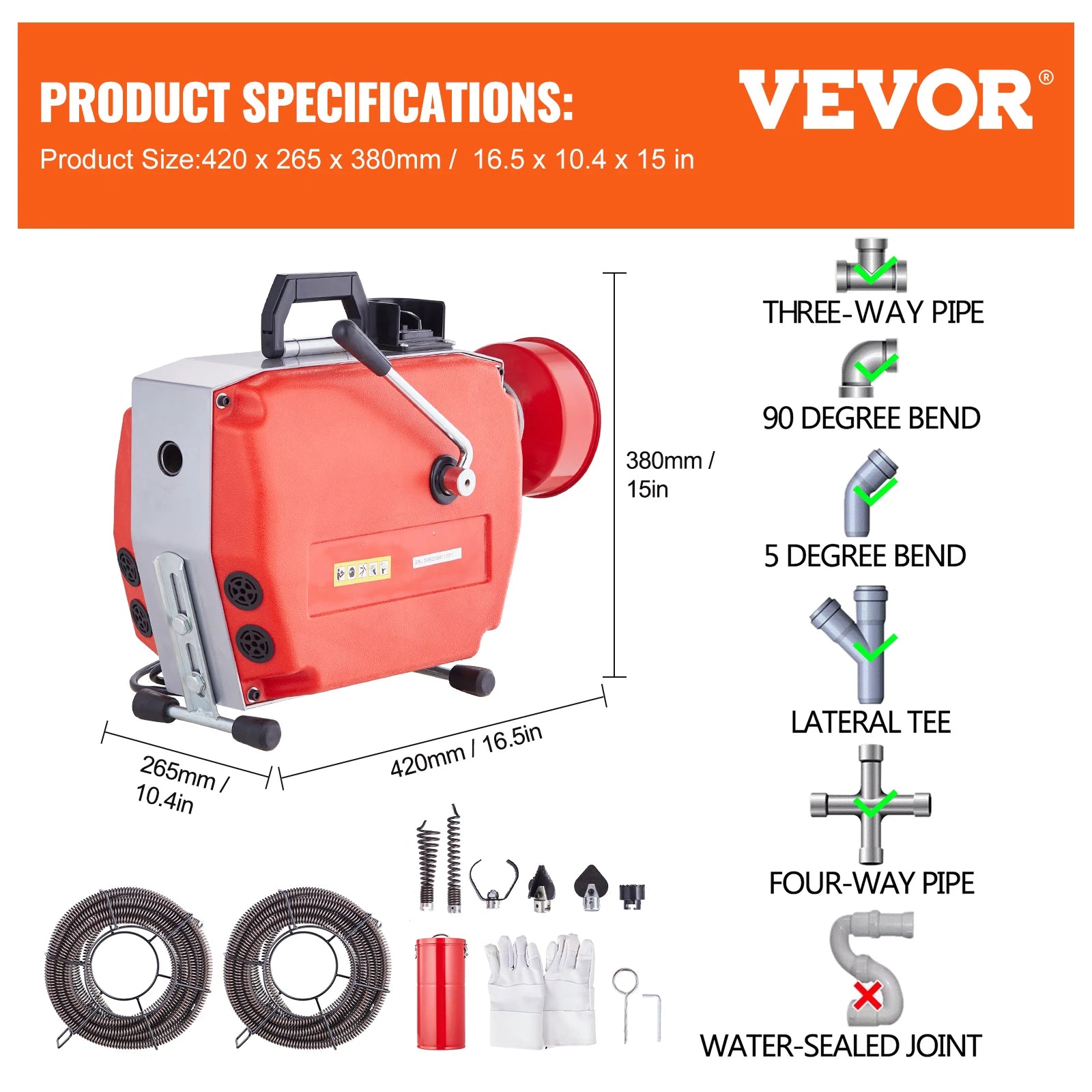 Electric Drain Cleaner Machine 250W Sewer Snake Auger with Cutters