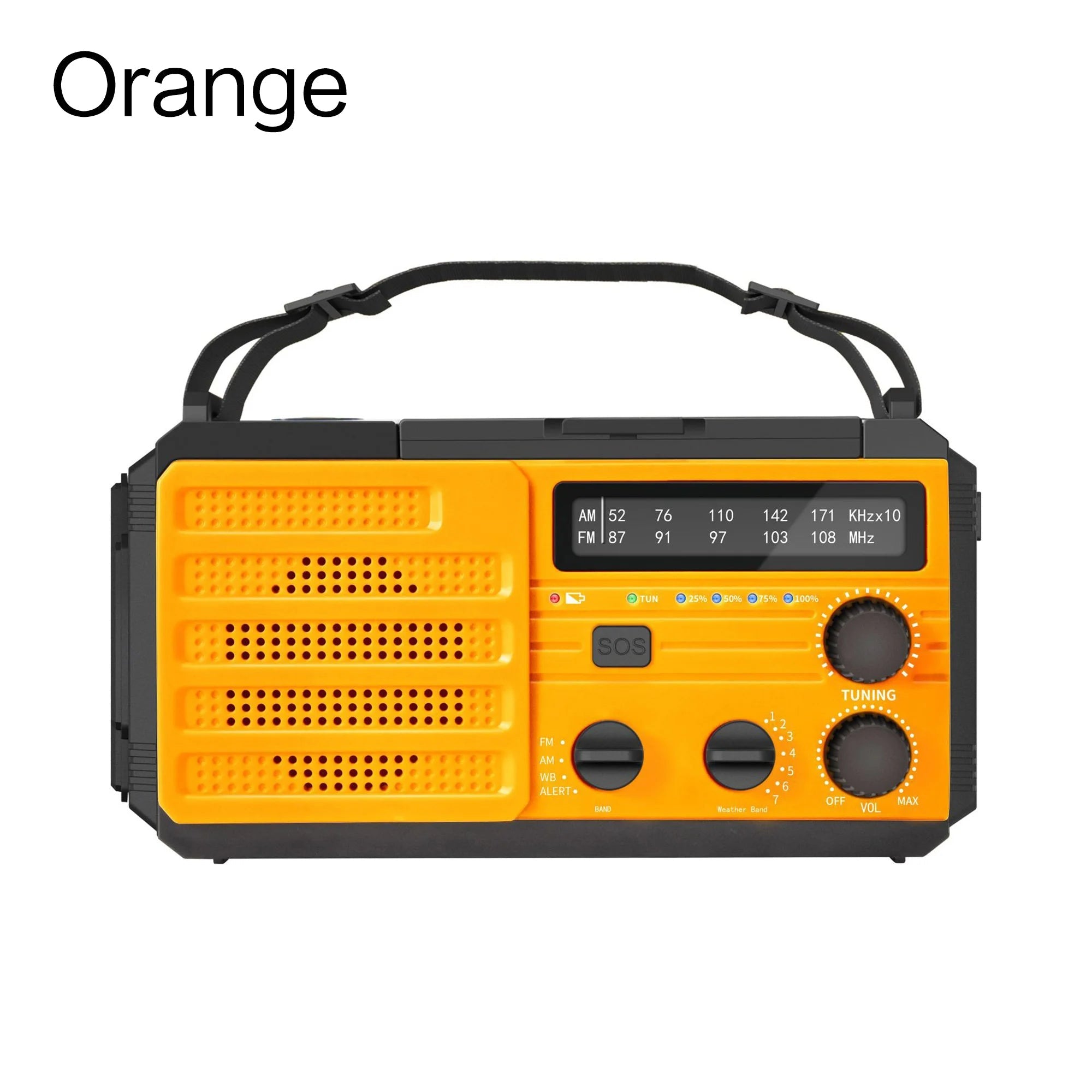 Weather Radio Emergency Multifunctional Radio FM AM WB Hand Crank Solar USB Charging 2000mAh Power Bank LED Flashlight Torch 