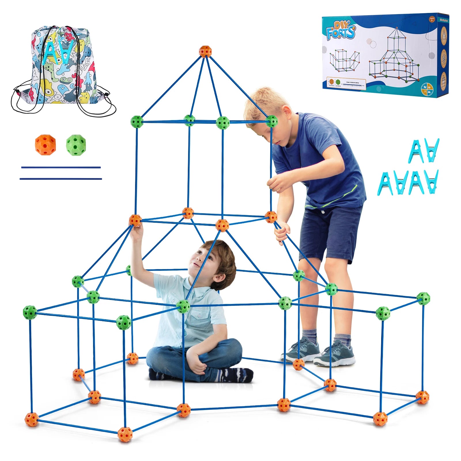 Kids Fort Building Kit with 120 Pieces Creative Indoor Play Set