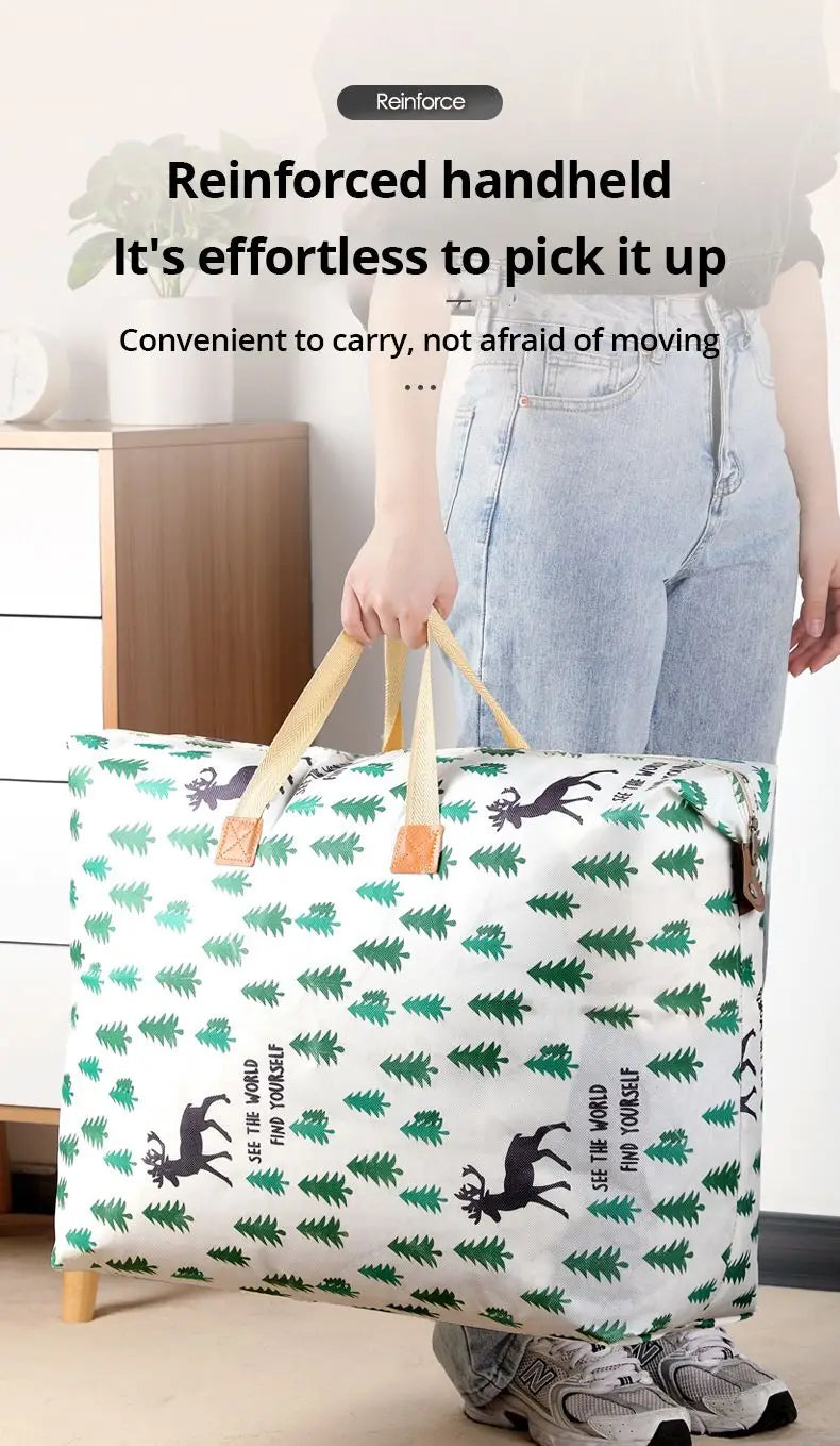 1pc Large Capacity Clothes Storage Bag Organizer With Reinforced Handle For Blankets Bedding Foldable With Zipper Storage Bag 