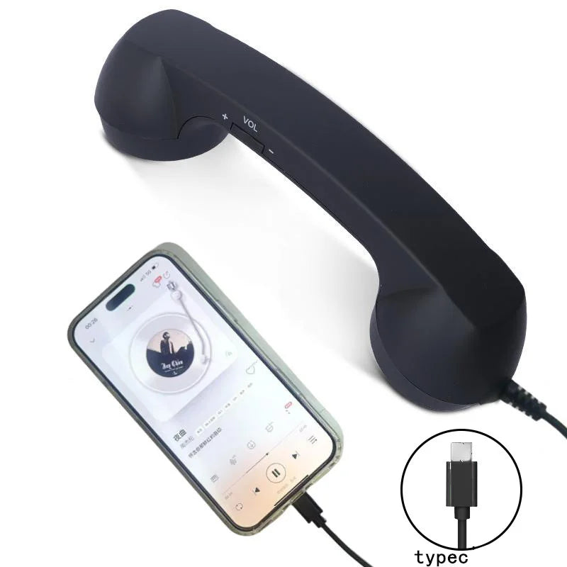 Cuffie cablate con microfono retrò a cornetta telefonica, Type-C, per Android, plug and play, per chat vocali, streaming live e audio
