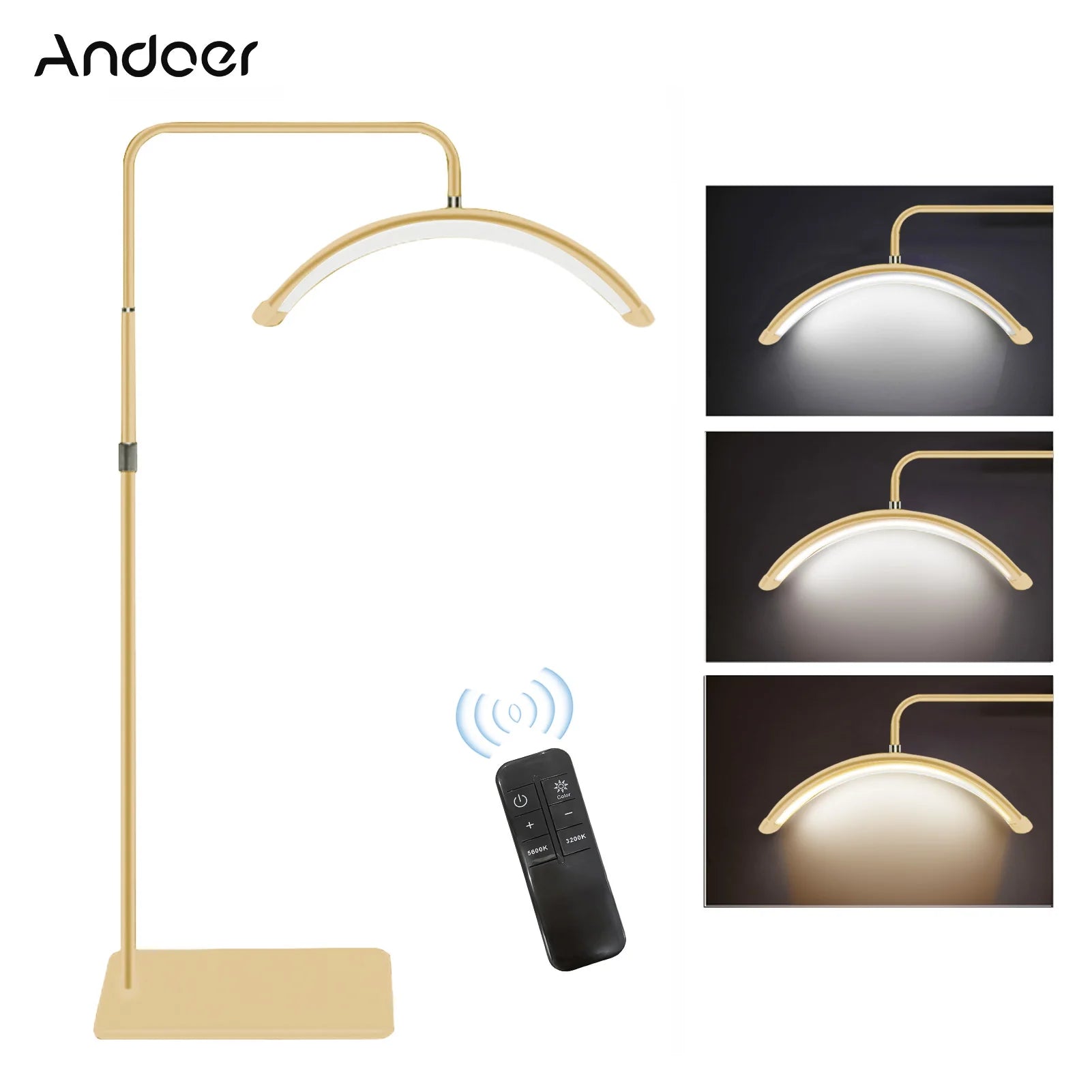Andoer HD-M6X 36W Floor LED Video Light Half-moon Shaped Fill Light  3200K-5600K Dimmable with 180cm/ 70.9in Metal Light Stand 