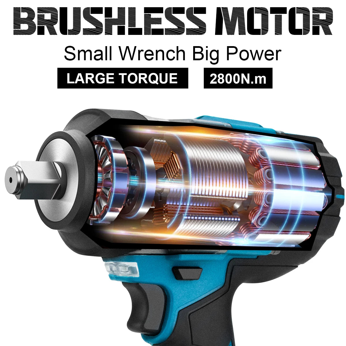 Gisam 2800N.M bezkefkový elektrický kľúč pre batérie Makita 18V