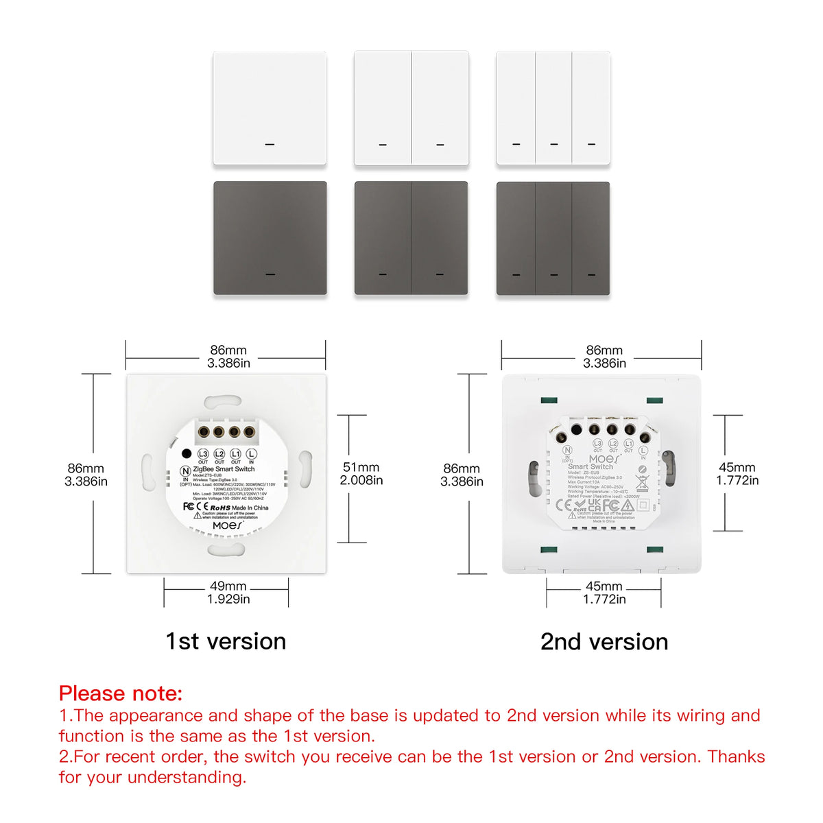 MOES Tuya ZigBee Light Switch with Transmitter Kit No Neutral Wire No Capacitor Required works with Alexa Google Home Smart Life