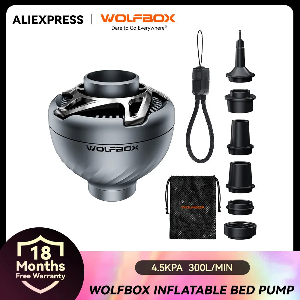 WOLFBOX MFMINI luftpump trådlös kompressor camping uppblåsbar deflate säng mattor flytande livboj bärbar utomhus inflator pump