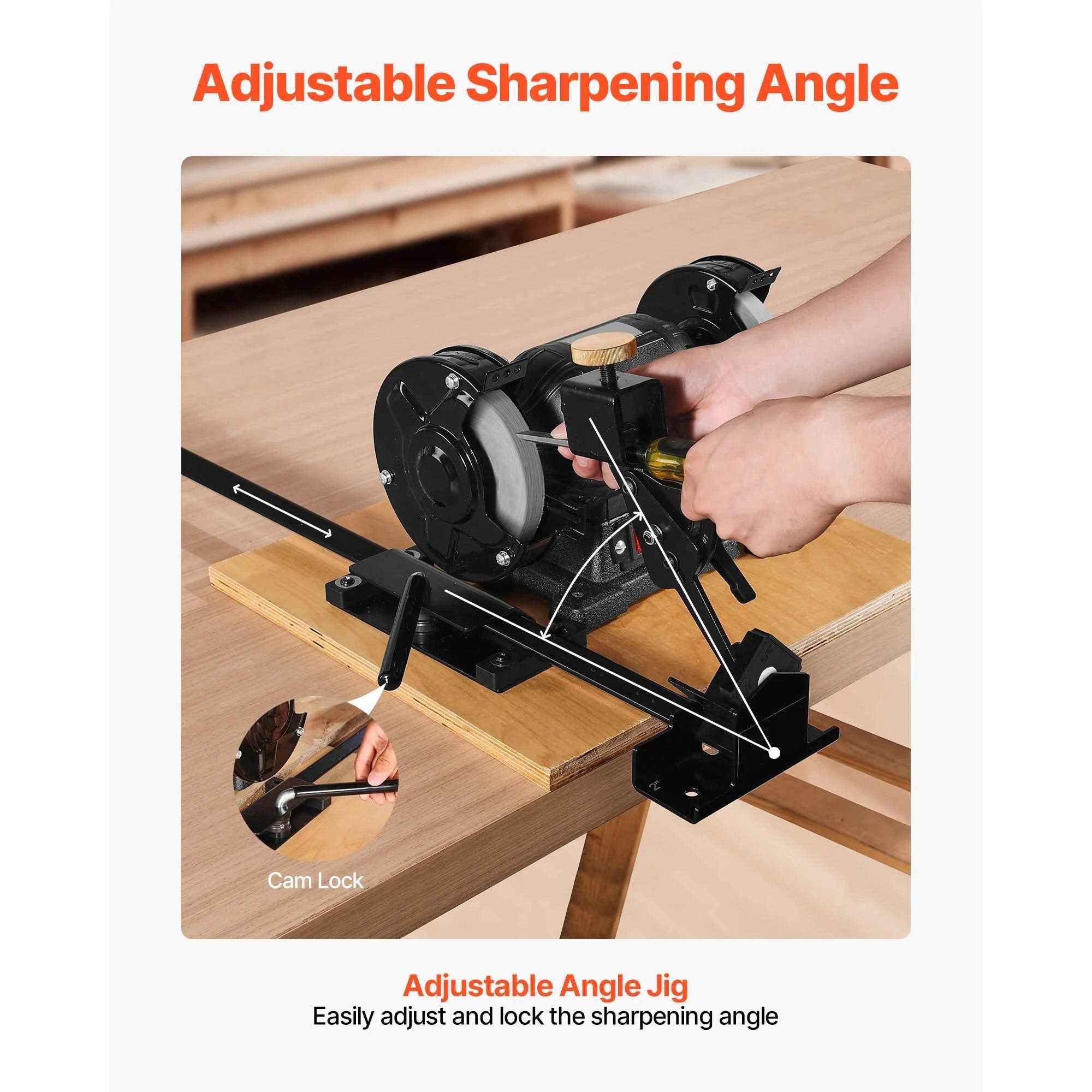 VEVOR Pro Grind Sharpening System Multi-Grind Sharpening Jig for 6 & 8" Bench Grinder - w/ Platform Jig for Woodturning Tools