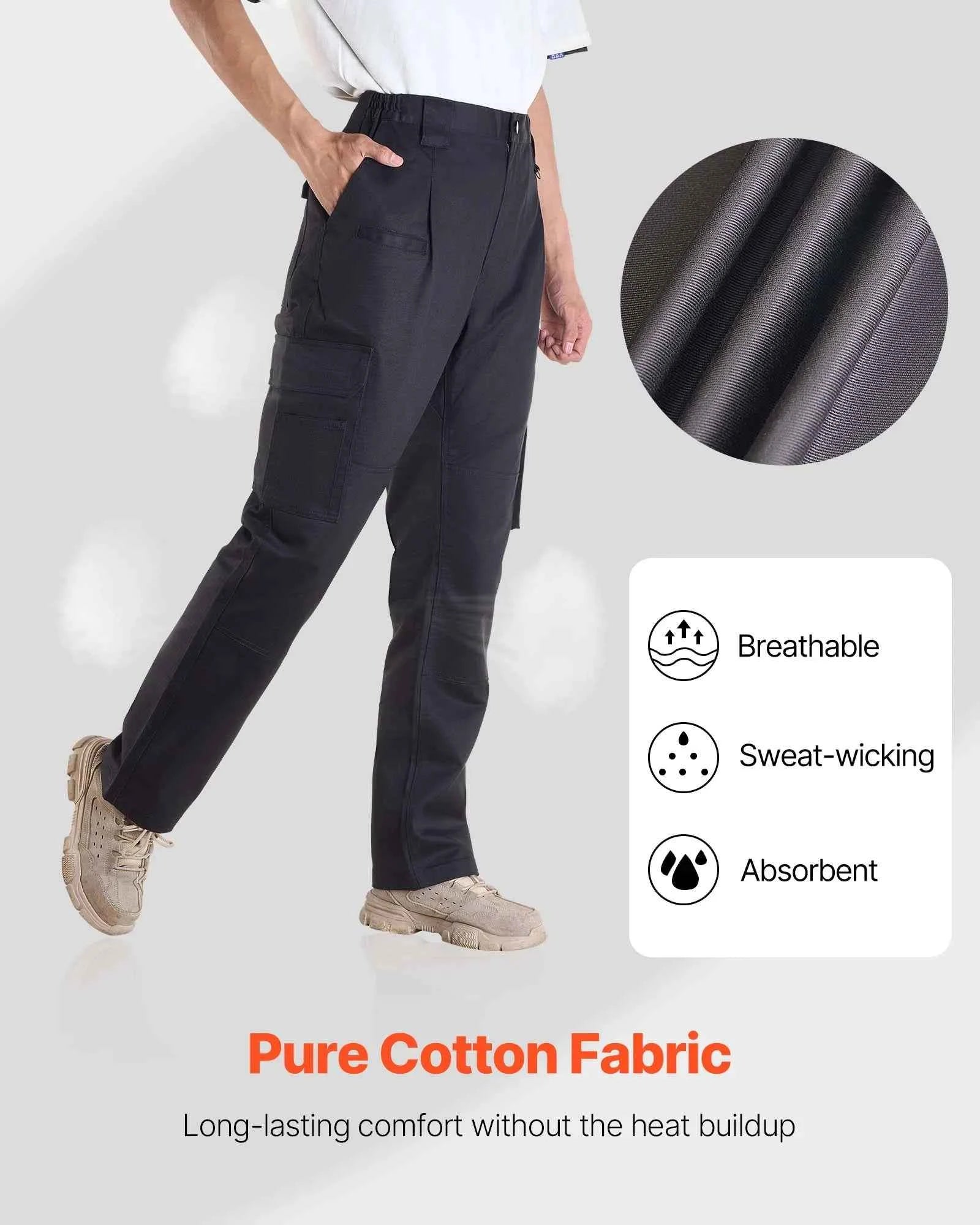 Men's 9 oz Cotton Flame-Resistant Cargo Pants with Elastic Waist