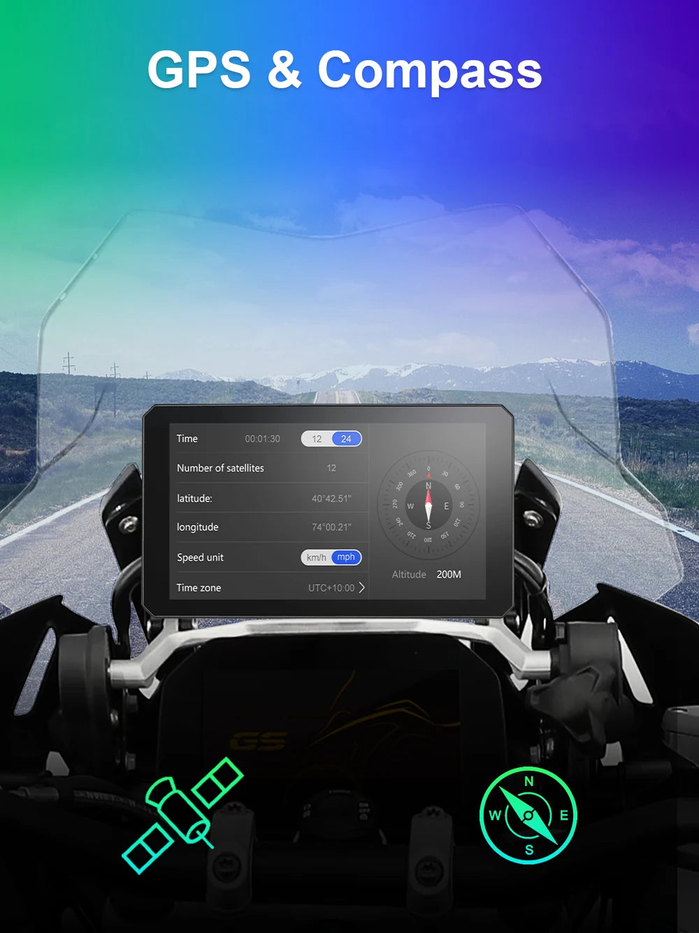 Navegador portátil para motocicleta B7 para BMW R1200 R1250GS S1000 M1000 XR ADV, táctil, al aire libre, impermeable, protector solar, CarPlay, Android Auto