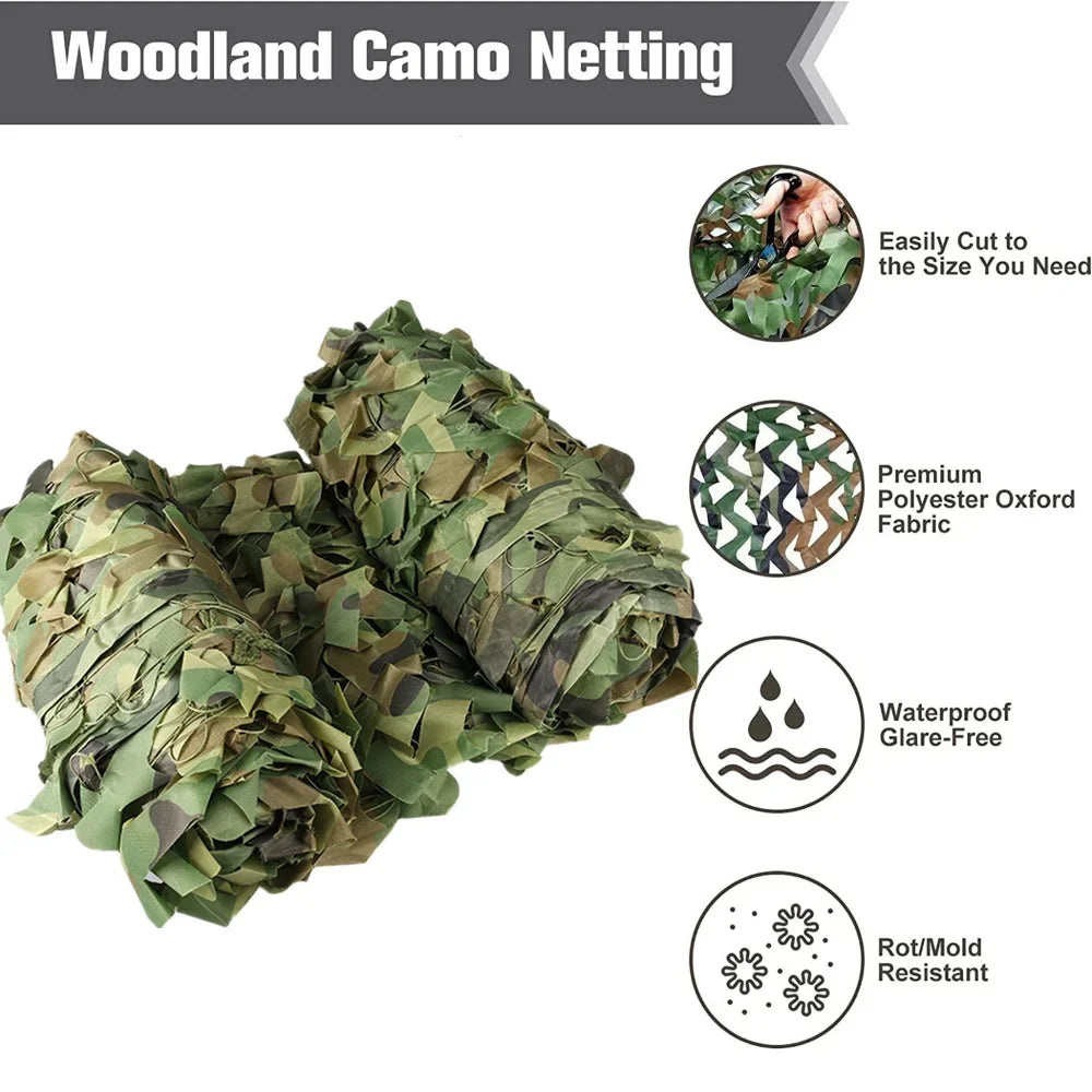 Camo Netting Hunting Camouflage Net 10Mx1.5M 4Mx6M Woodland Training Sunshade Mesh Nets for Camping Sun Shelter Car Shade Covers 