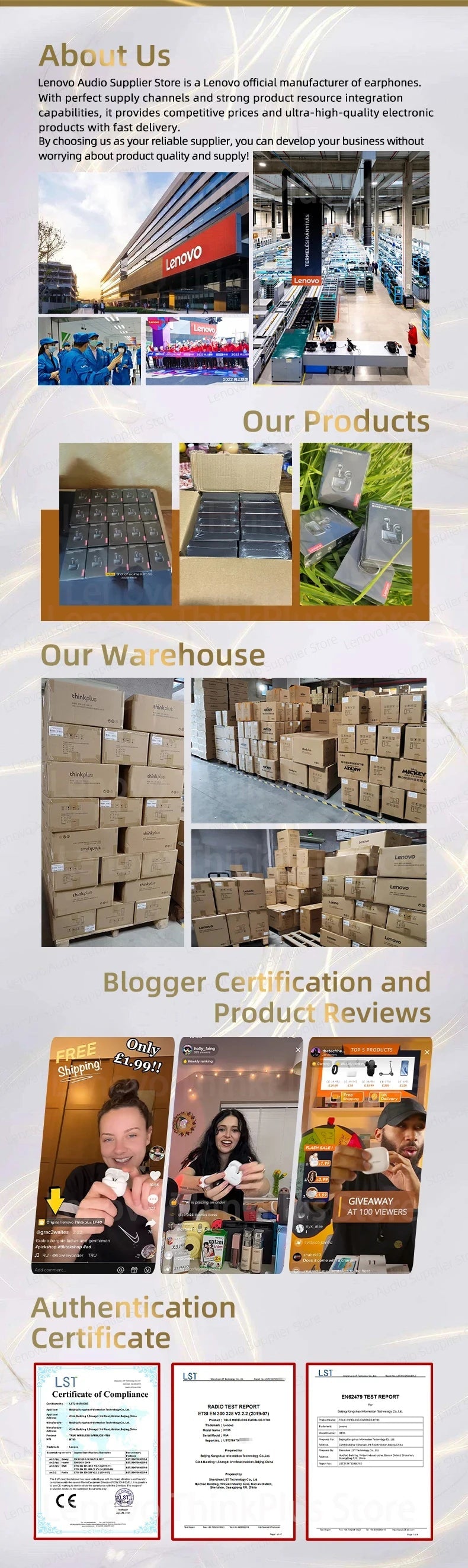 Original Lenovo LP75 TWS Bluetooth V5.3 Headphones Wireless LED Digital Display Earphones Noise Reduction Waterproof Headset New 