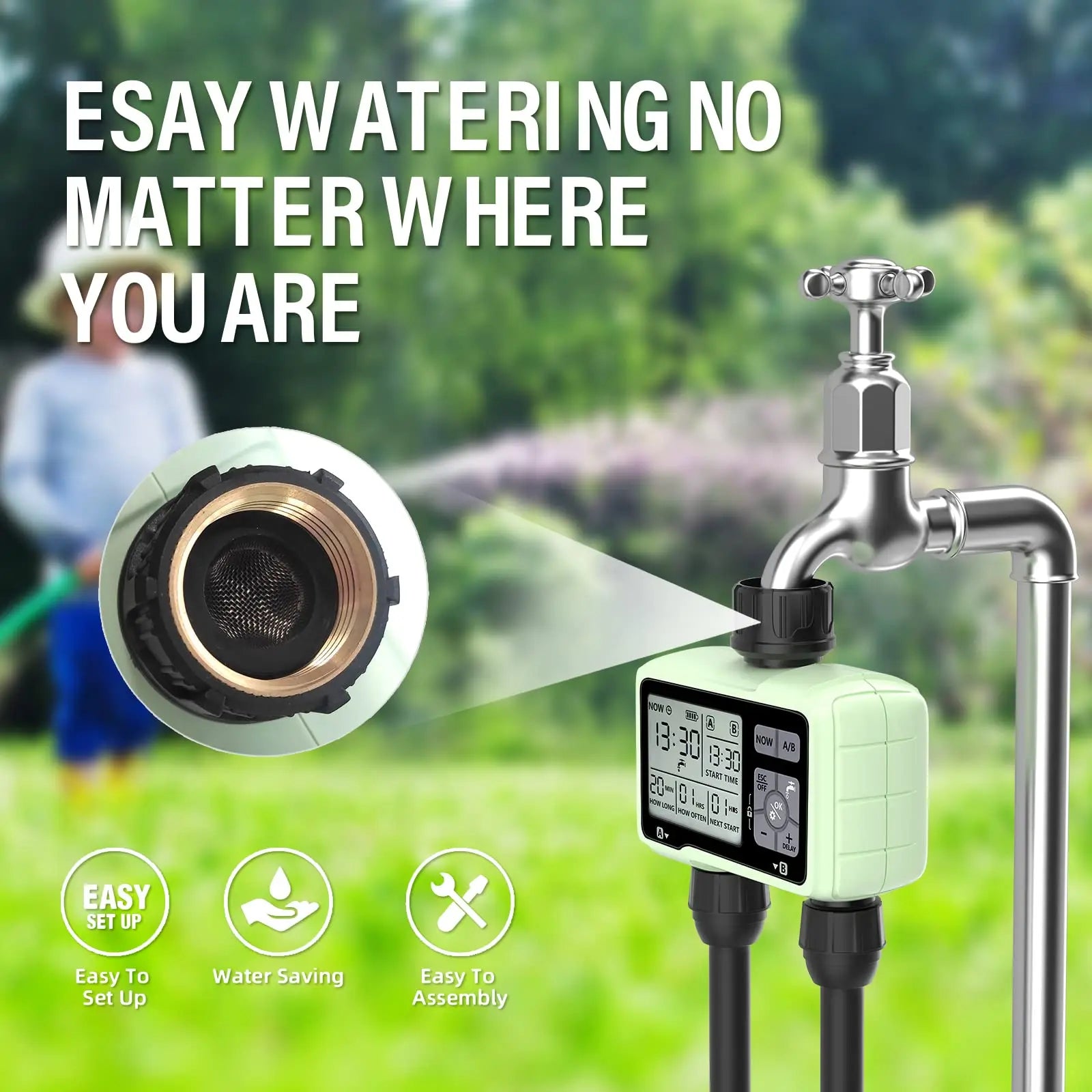 Eshico HCT-326 2-Outlet Water Timer for Precise Outdoor Irrigation