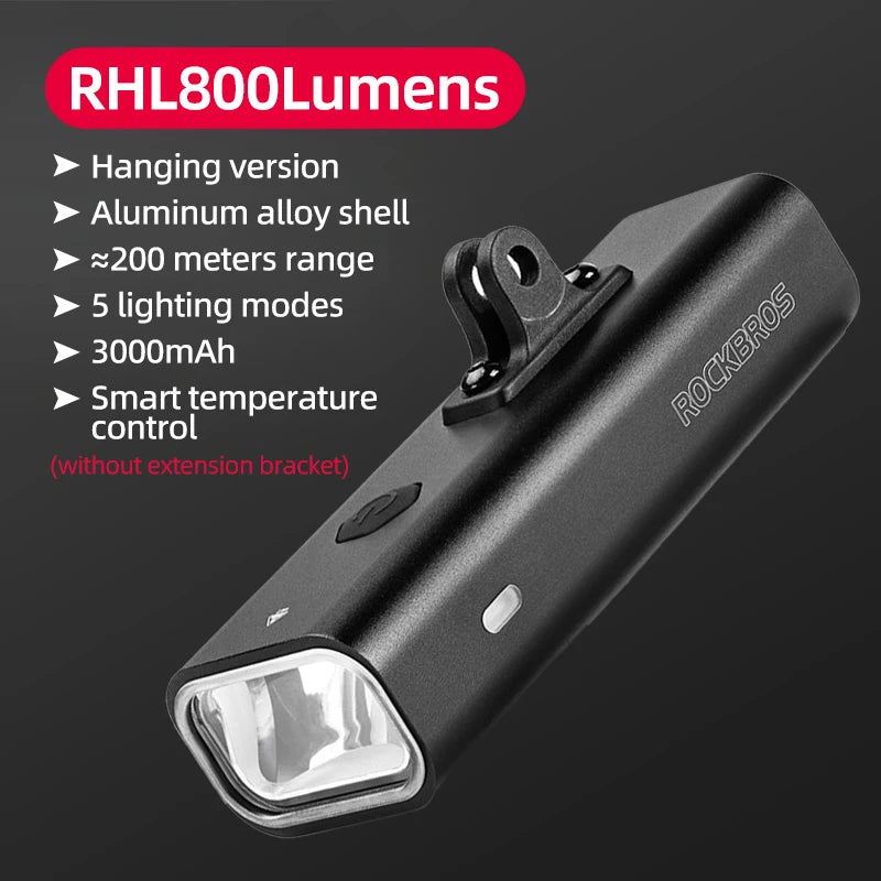 Bike Front Light 400/800LM USB-C Rechargeable IPX6 Aluminum