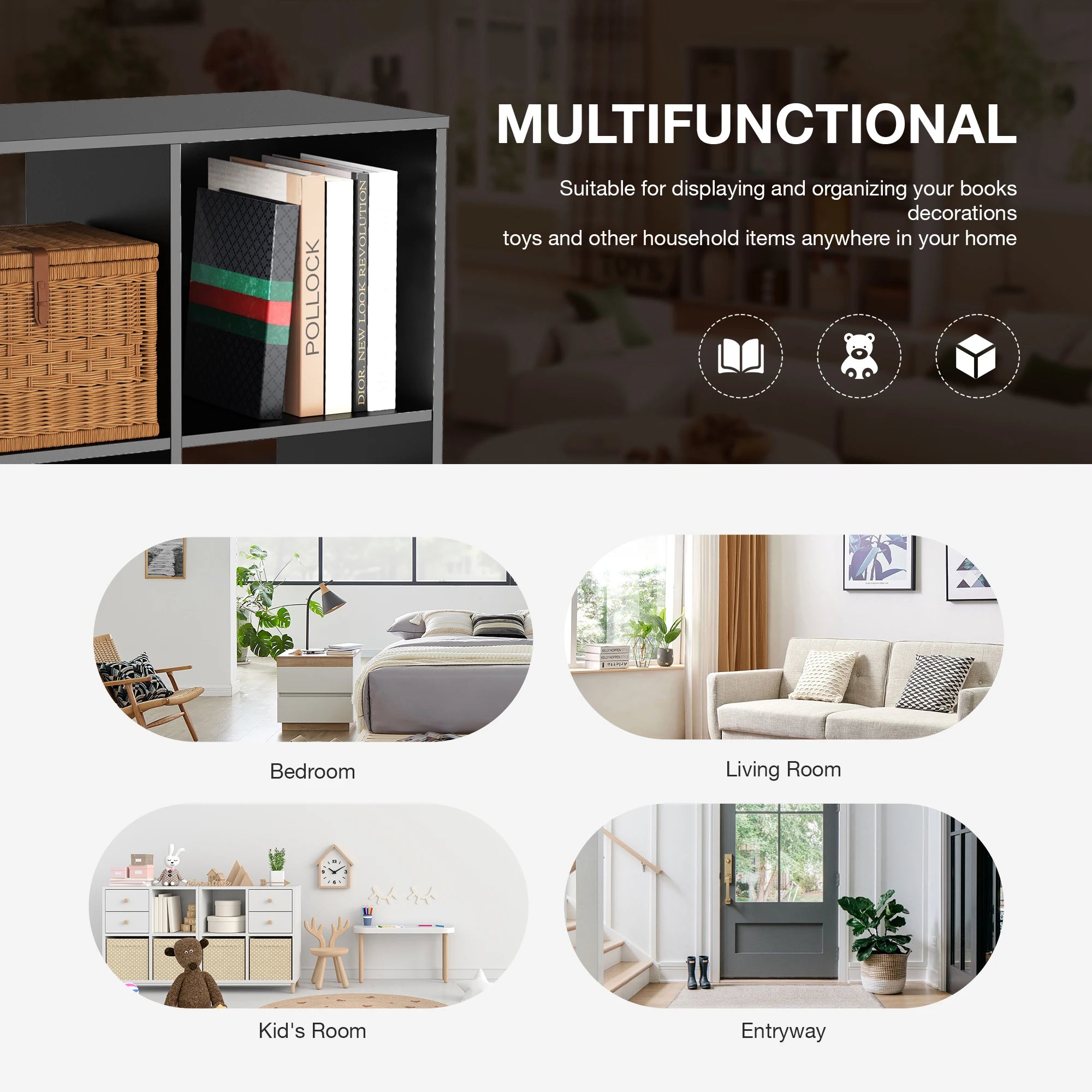 9 Cube Storage Organizer Wooden Bookcase Shelf for Home