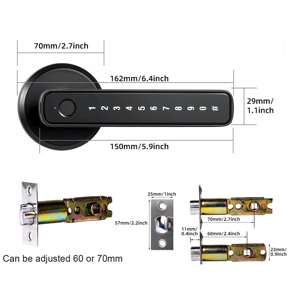 Tuya Smart Fingerprint Door Lock with App and Key Unlock