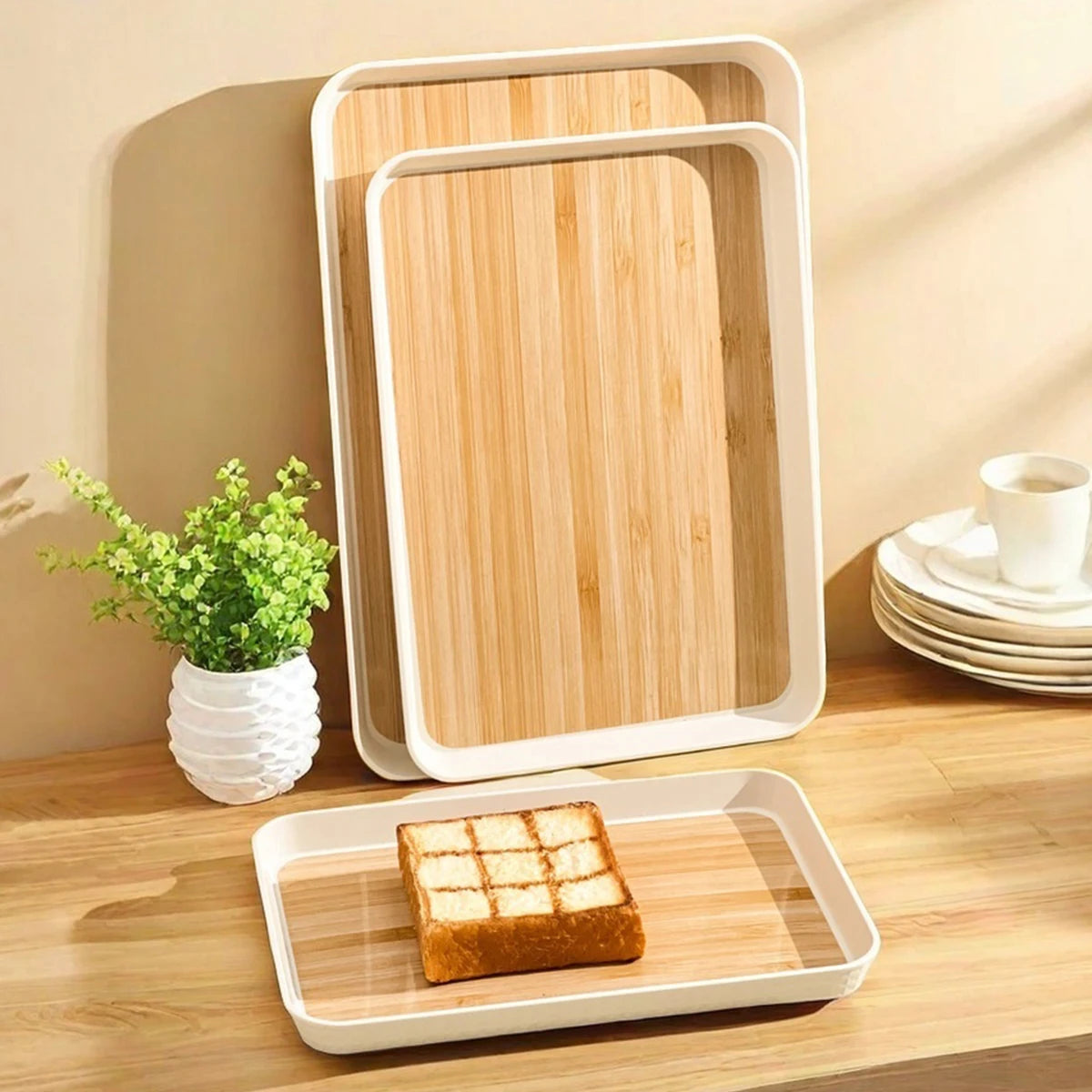Rectangular Reusable Serving and Storage Tray for Food