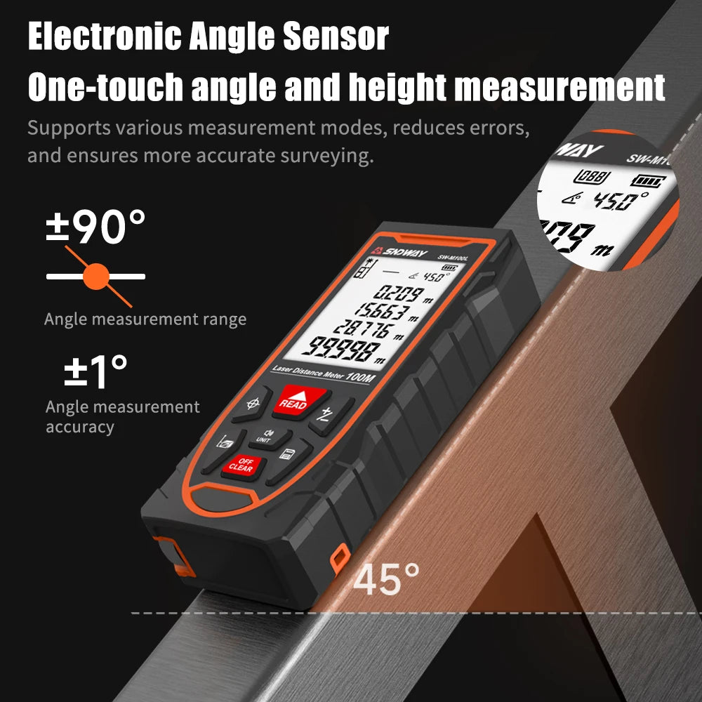 Laser Distance Meter with Angle and Green Line Level