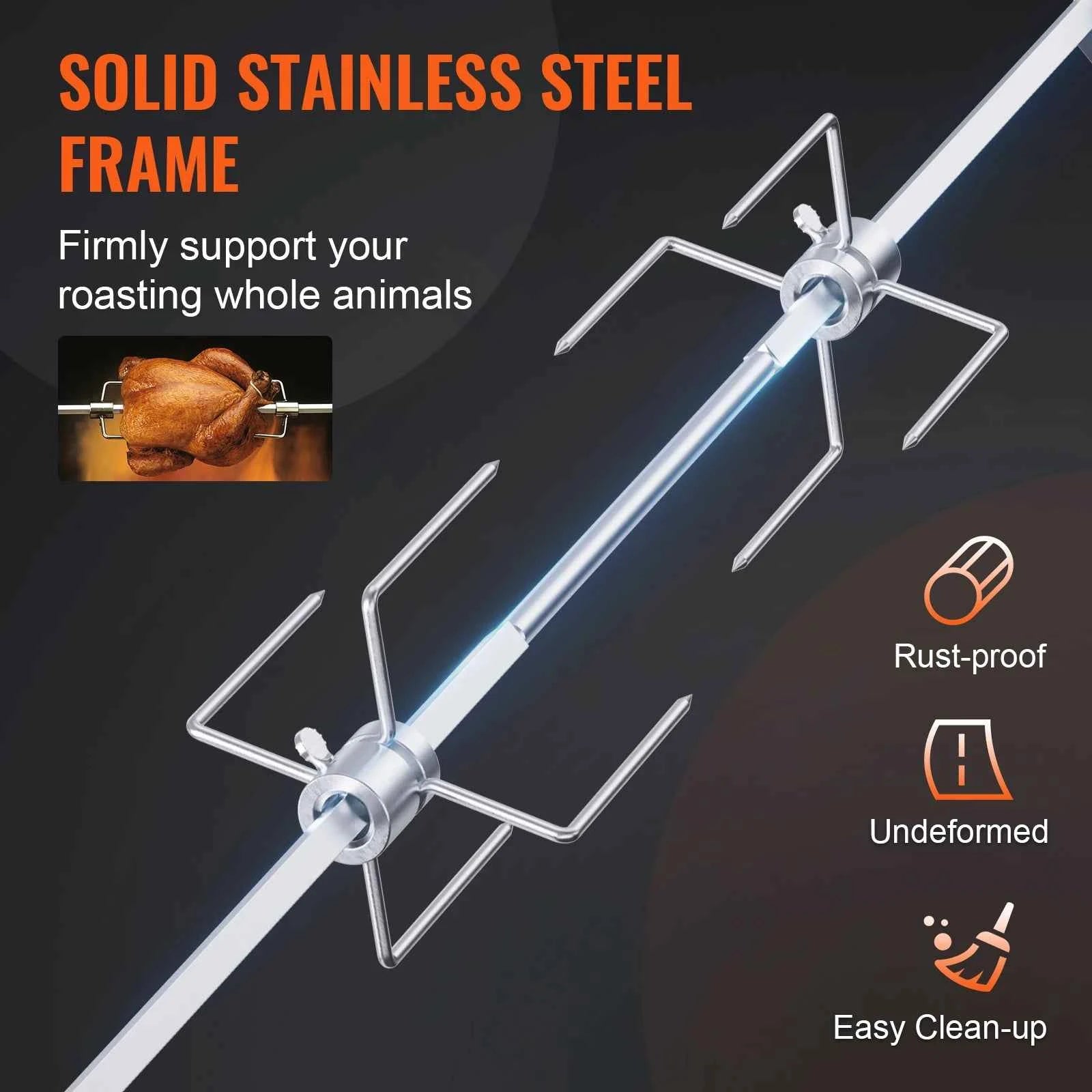 Universal Grill Rotisserie Kit 39-56 Inch Stainless Steel BBQ Kit