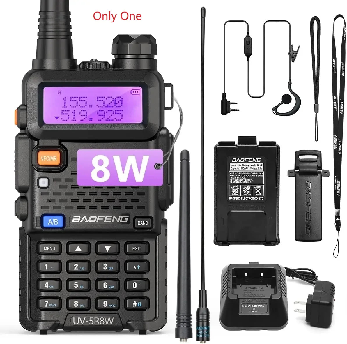 1/2PCS BaoFeng UV-5R 8W Tri-Power Walkie Talkie High Power Dual Band Long Range 128 CH Portable Handheld UV 5R Ham Two Way Radio 