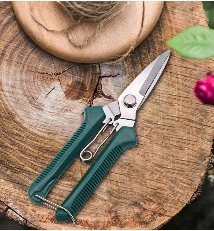 Straight-Blade Garden Pruning Scissors, Red or Green