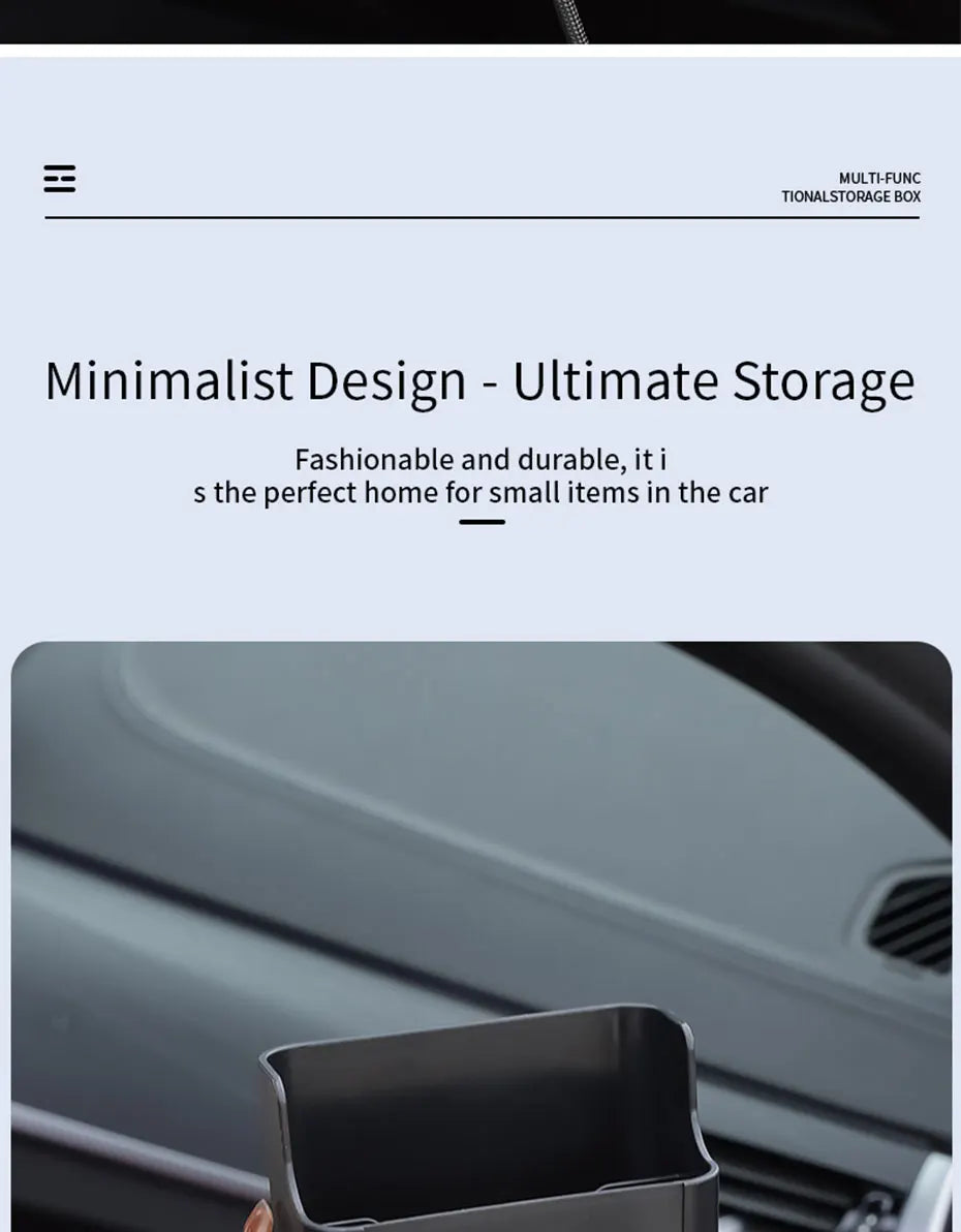 SEAMETAL Adhesive Universal Car Storage Box Multifunctional Dual-Hook Design Reserved Charging Port Car Accessories Interior