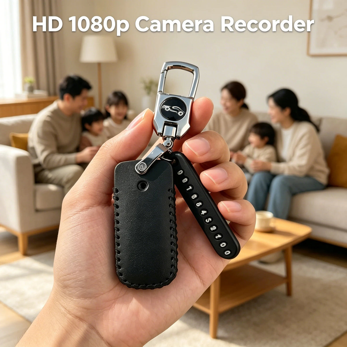 1080P Mini Tommelfinger Cam med nøglering Læderdæksel