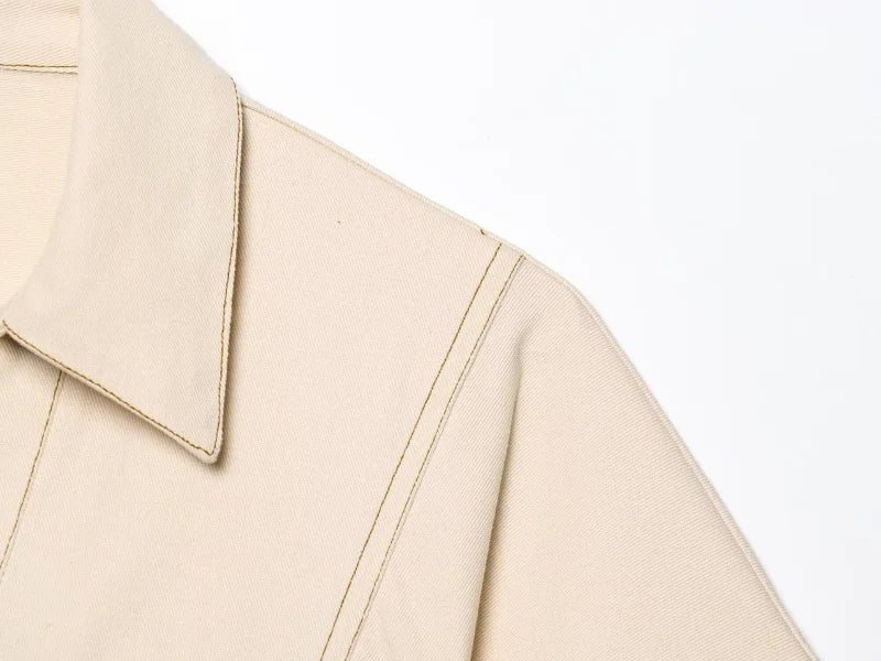 ETJ 2025  Spring New 1975 series denim MIDI dress with lapel side zipper fashion wrinkle waist slim elegant dress 