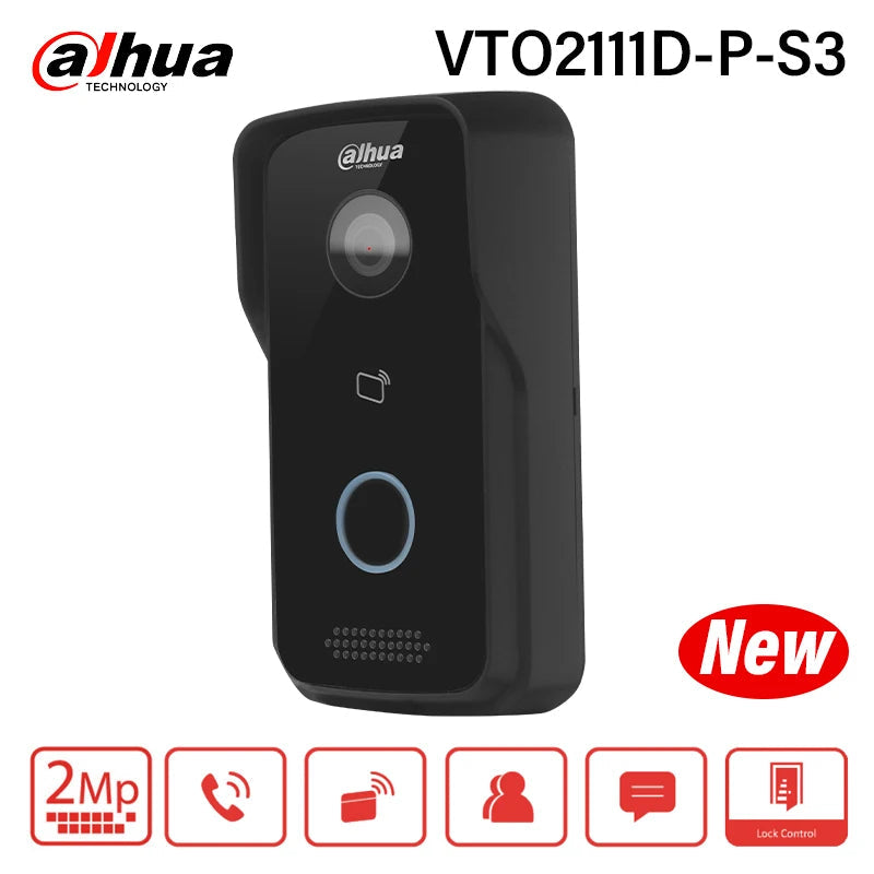 Dahua 2MP Doorbell Camera VTO2111D-P-S3 IP Video Intercom Supports Card APP Unlock PoE Full Digital  H.265 2025 Latest Version 