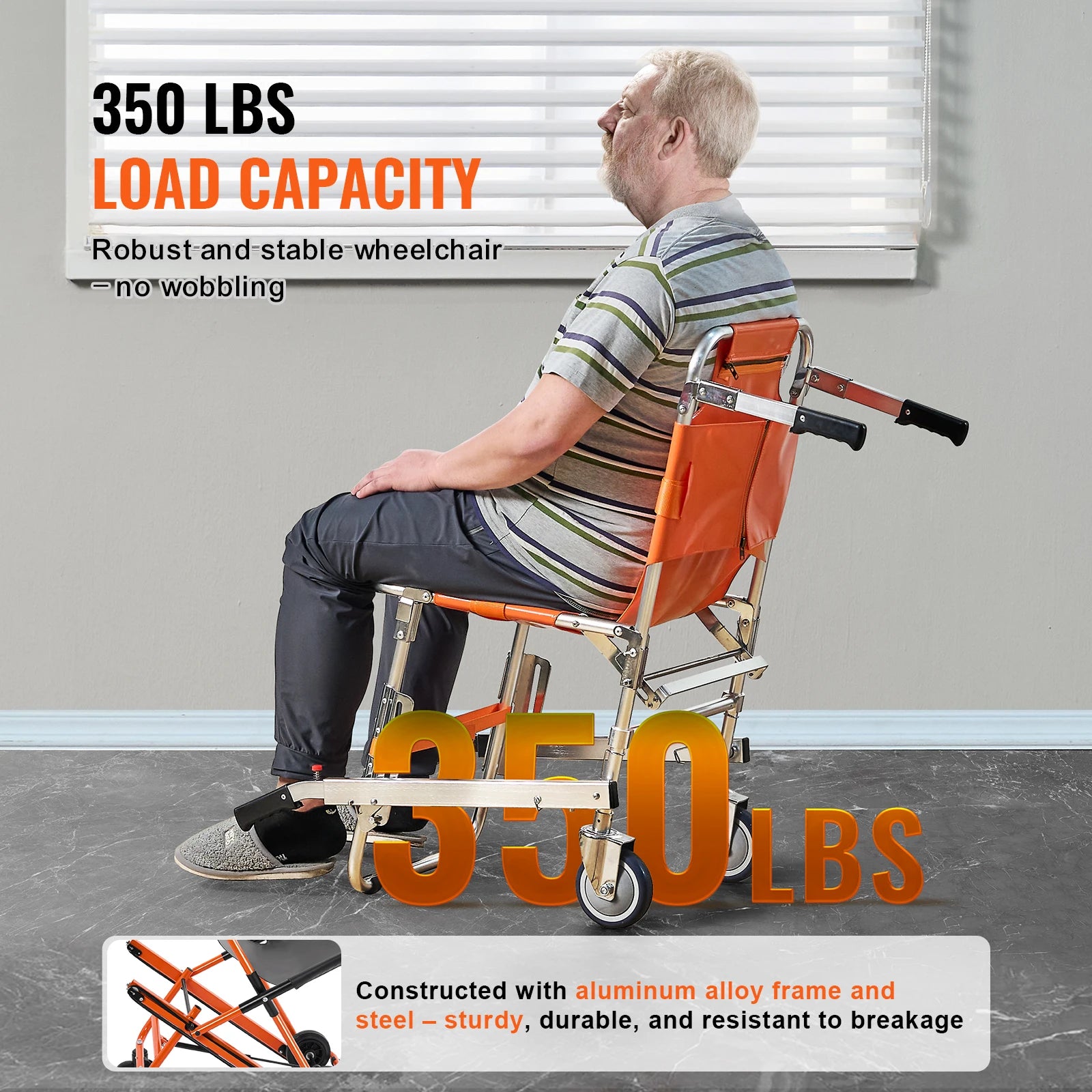 Foldable EMS Stair Climbing Chair 350lbs Evacuation Wheelchair