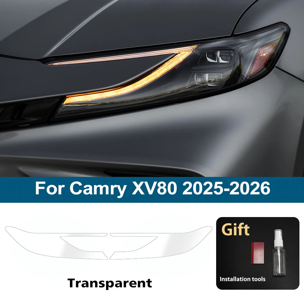 Car Headlight Protective Film For Toyota Camry XV80 XV70 2018-2026 Smoke Black Pre Cut Anti-Scratch High-Gloss Vinyl Wrap Film