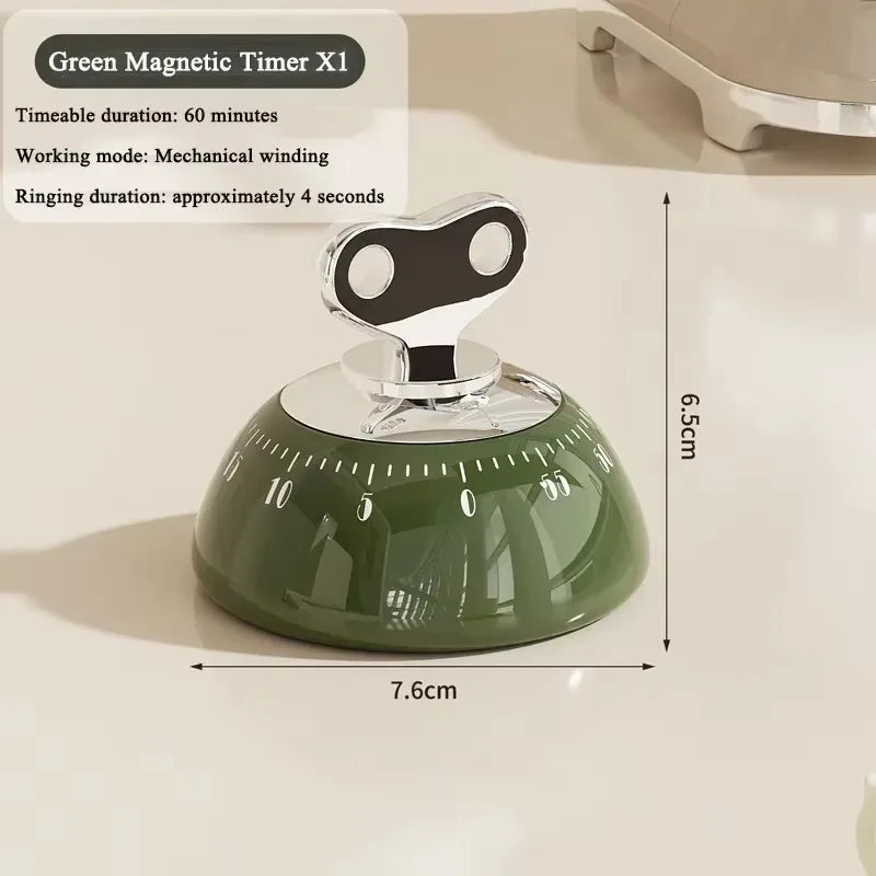 Magnetisk mekanisk matlagningstimer, nedräkning på 60 minuter, kräver inga batterier, högljudd och tydlig signal, timer för bakning, studier och barns läxläsning
