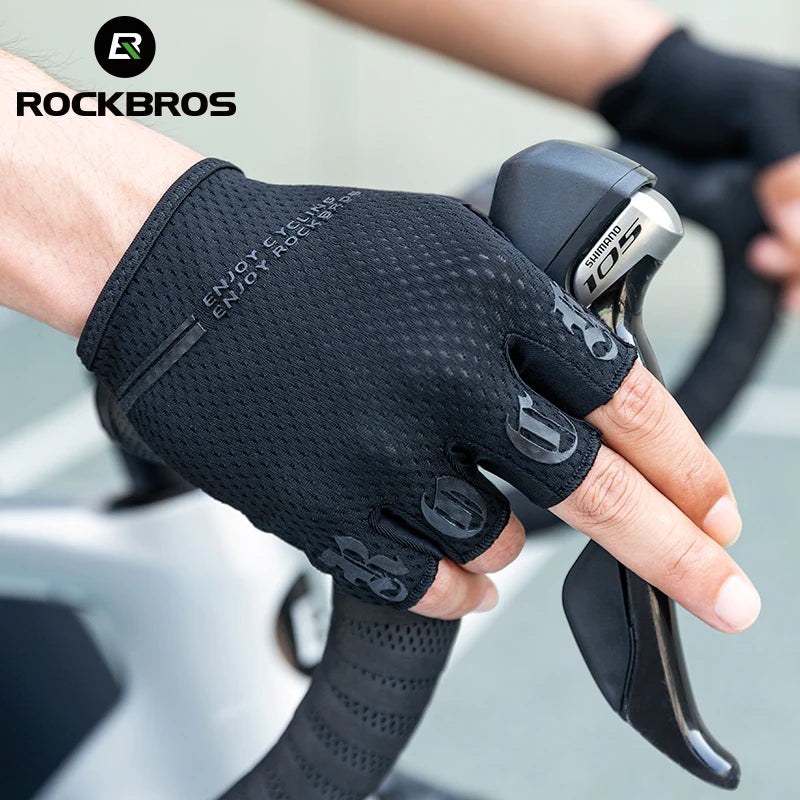 ROCKBROS Half Finger Cycling Gloves Breathable Shock Absorbing Fit