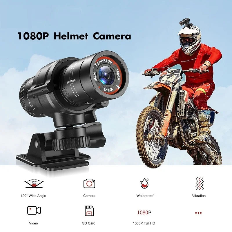 Mini Sport DV Action Sports Camera Flashlight Helmet Full HD 1080P Video Ideal for Bike, Cycle, Motorcycle Waterproof Camcorder 