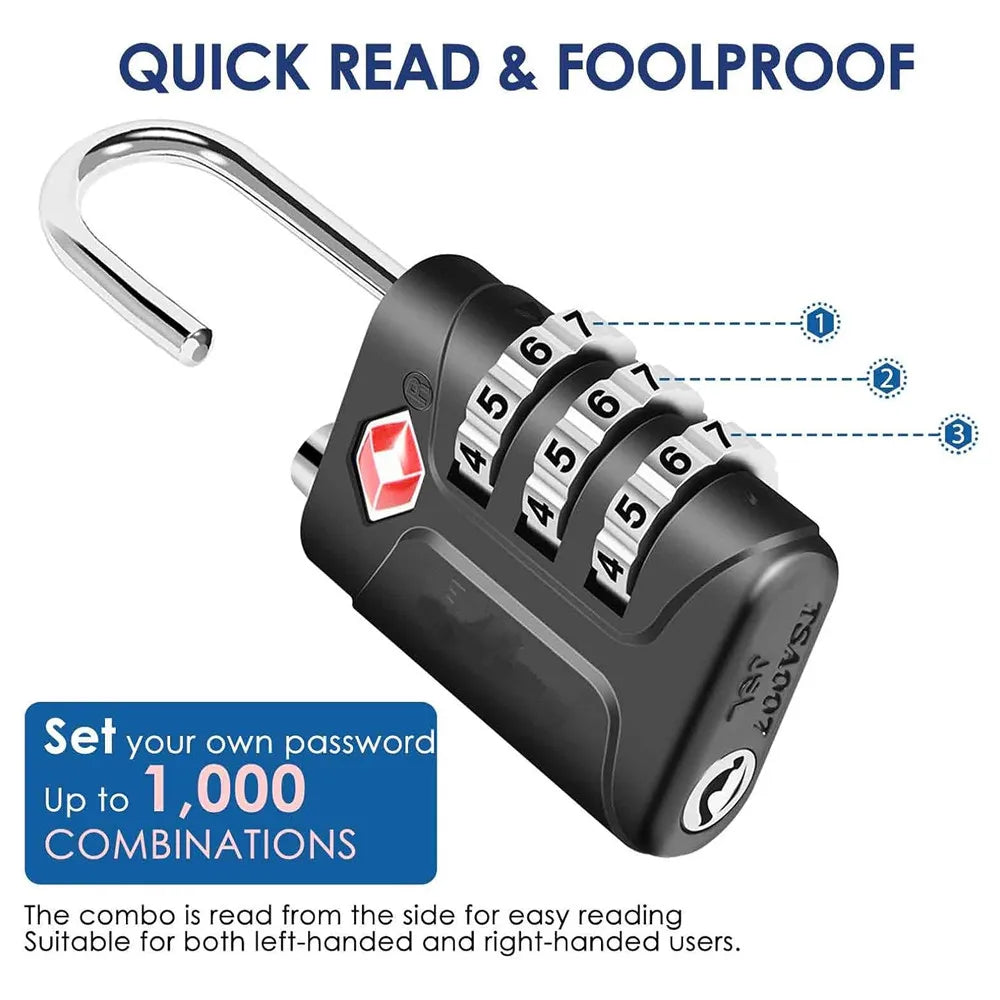 Three-Digit Travel Combination Lock
