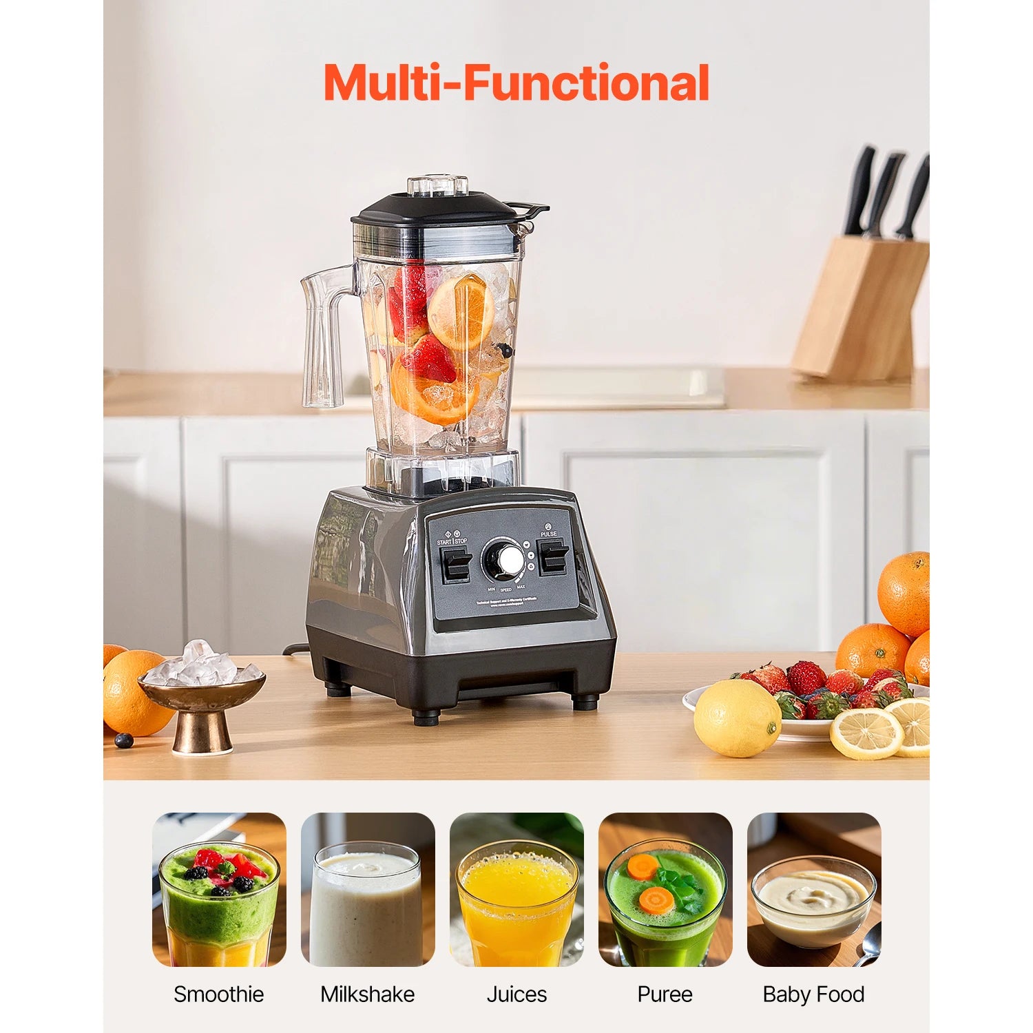 1400W High-Speed Blender 61oz with To-Go Cups & Multi-Function Use