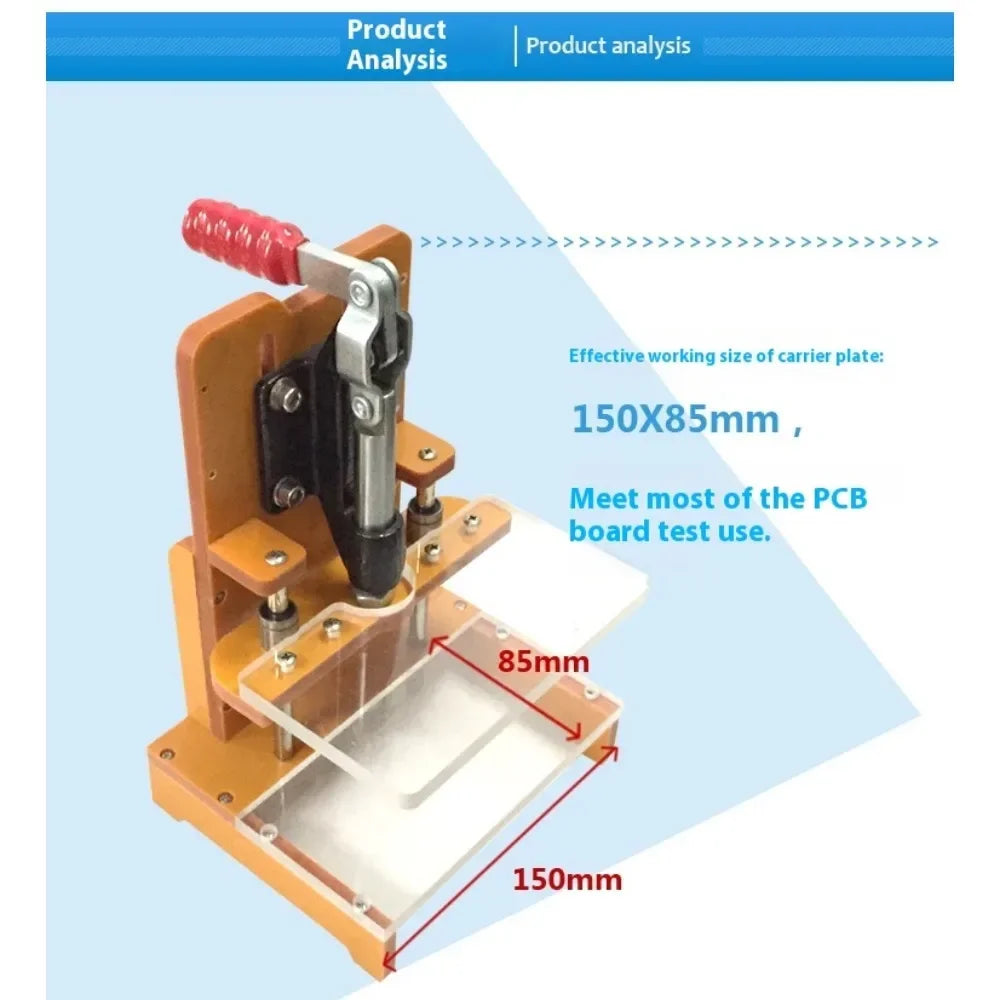 Fixture de test PCB avec zone de travail 150 x 85 mm