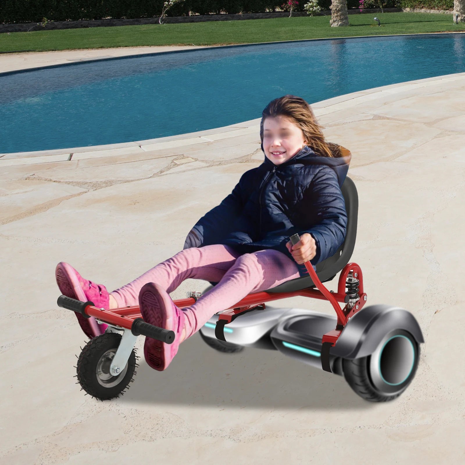 Adjustable Hoverboard Seat Attachment with Shock Absorber