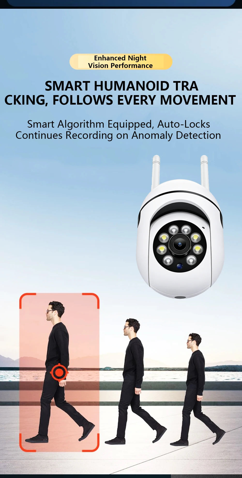 8MP Wireless Outdoor PTZ Security Camera with AI Human Tracking