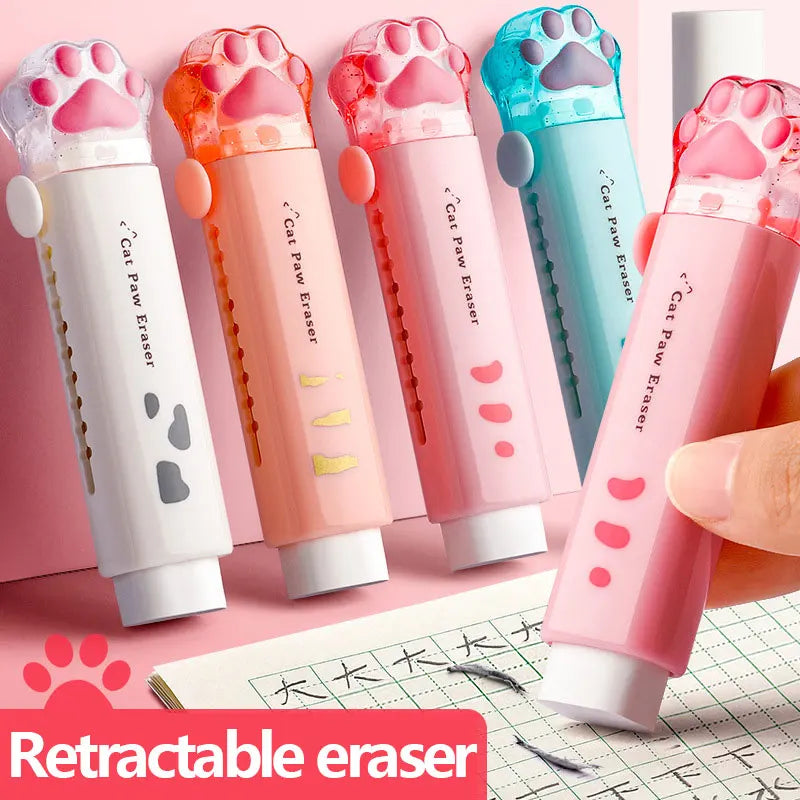Kawaii Retractable Eraser Cute Cat Korean Stationery Rubber Drawing Erasers Children's school supplies Office 