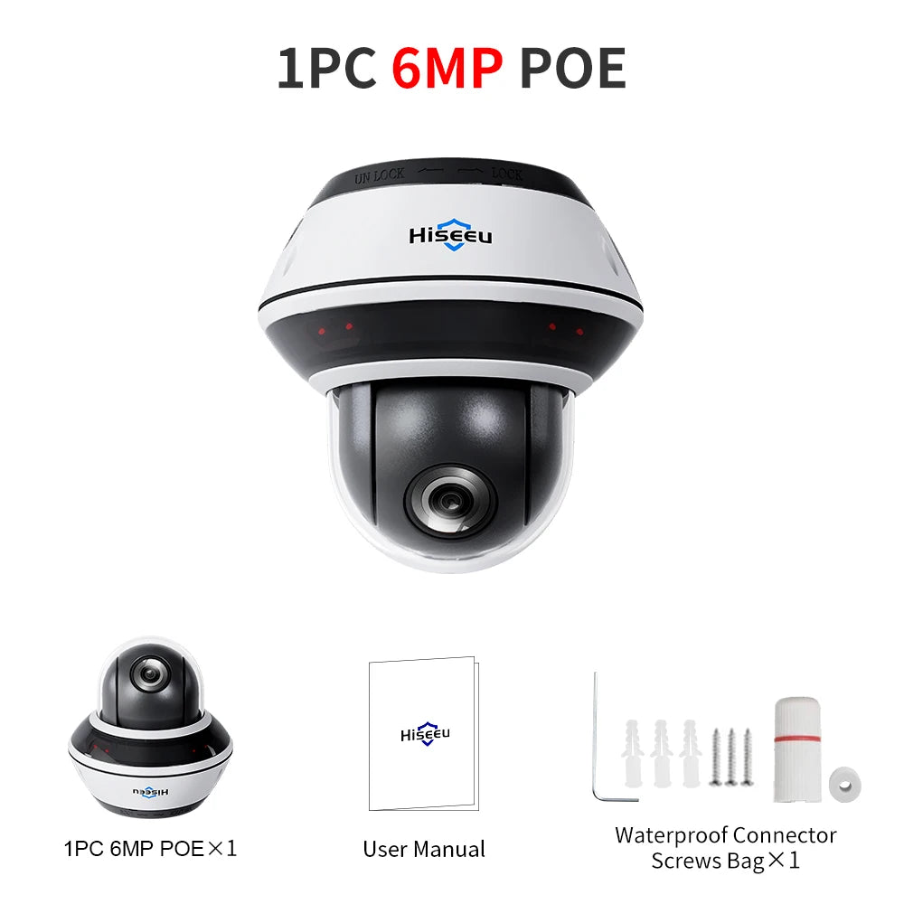 6MP Vandal-Proof PoE IP Dome Security Camera with Zoom