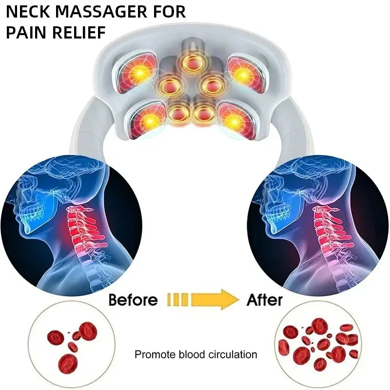 New Neck Massage Intelligent Charging Heating Hot Pressing Magnetic Pulse Fashion Multi User Usage Portable Pulse Neck Massager 