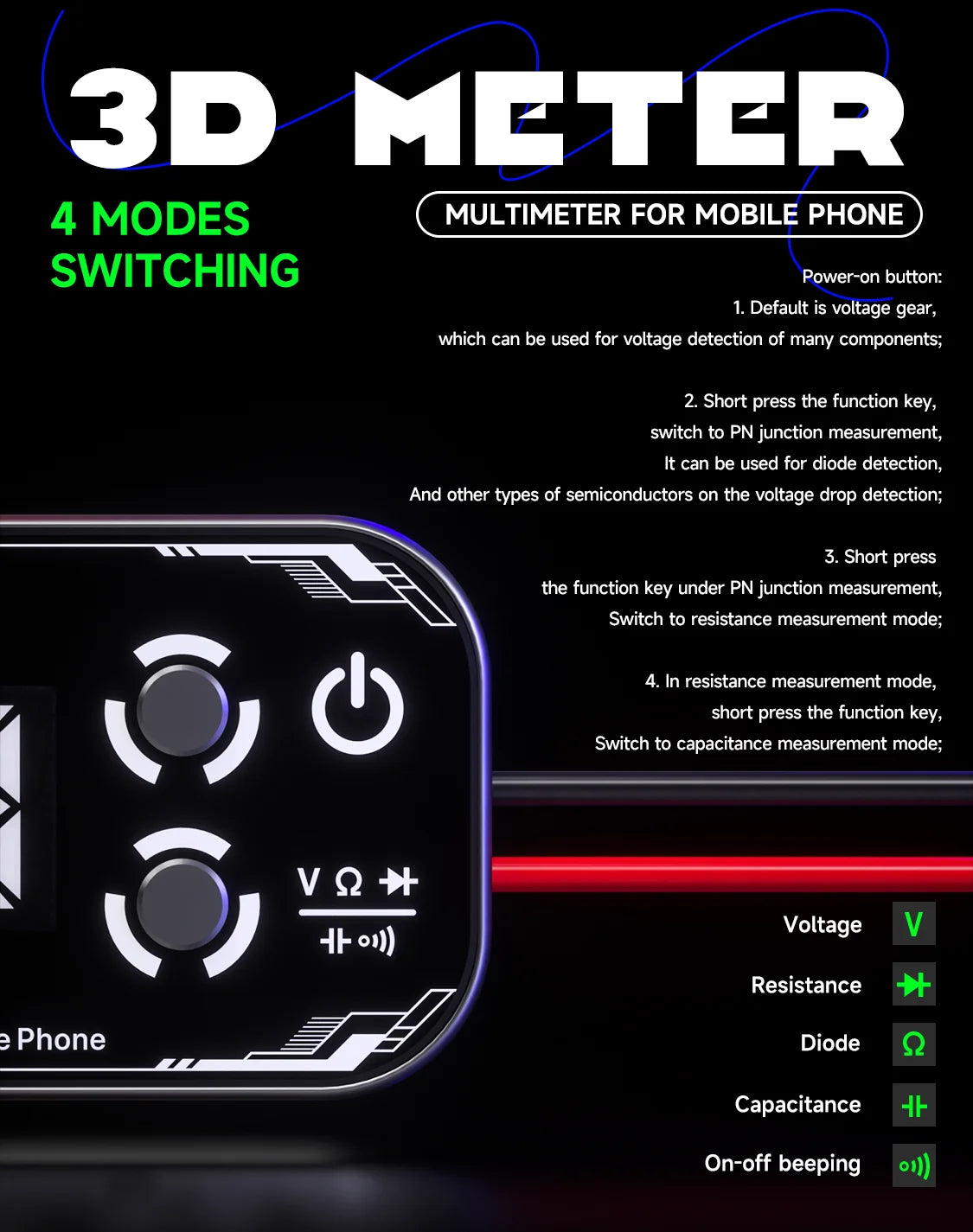 Detective 3.0 Three-Screen Electronics Meter