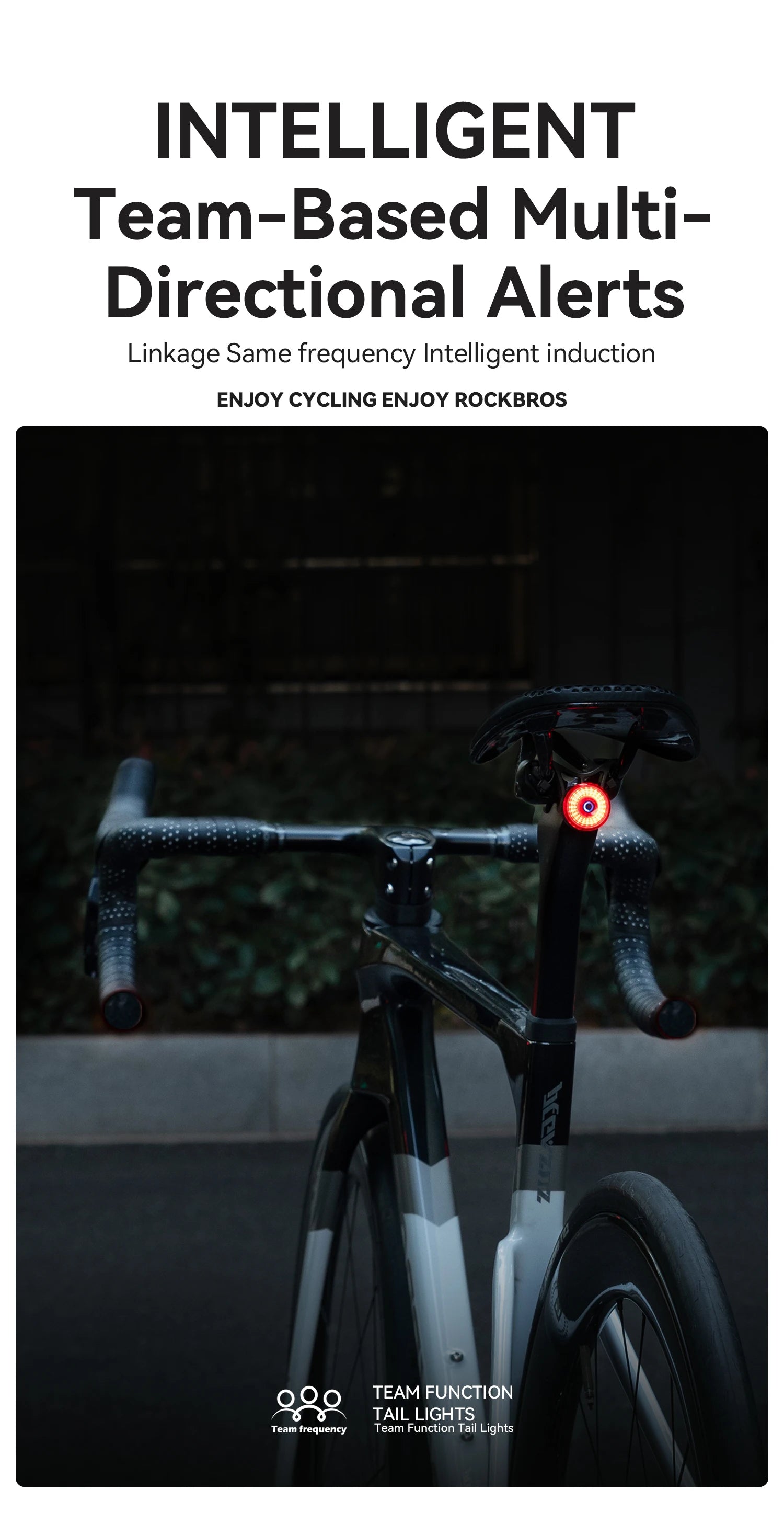 ROCKBROS Smart Bike Tail Light with Brake Sensing & Solar Power