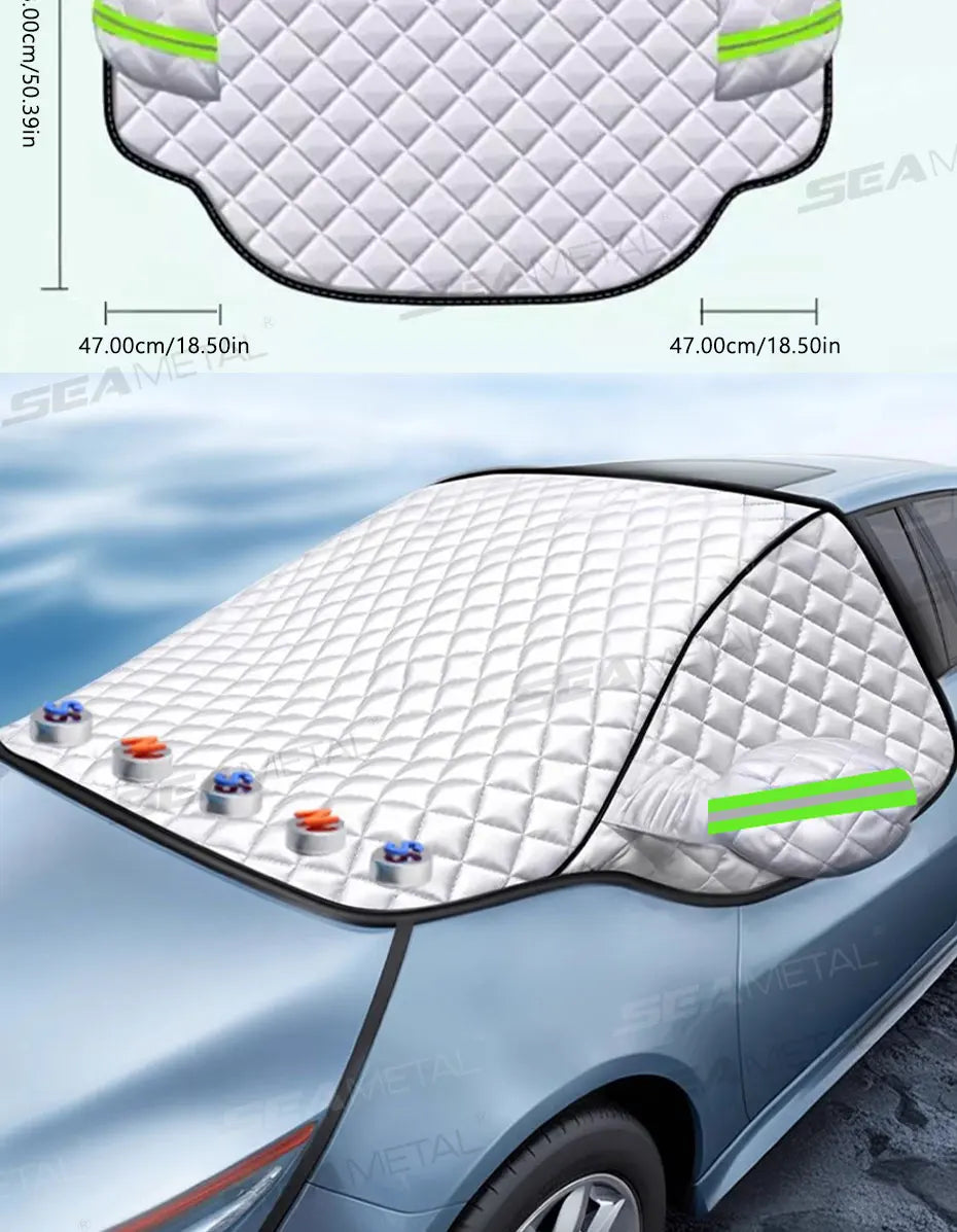 SEAMETAL Magnetic Car Snow Shield Frost Prevention Windshield Cover Car Cover Sunshade Thicken Full-Wrapped Outdoor Snow Cover