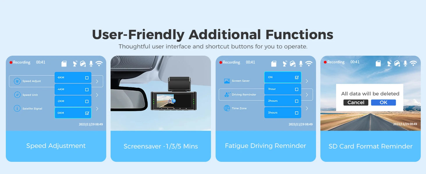 AZDOME M550 Pro Dash Cam 3‑Channel with GPS & WiFi