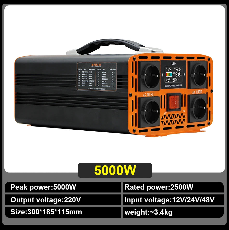 EASUN POWER Pure Sine Wave Inverter 4000W 5000W 7000W 9000W 50HZ DC 12V 24V To AC 220V Solar Power Converter For RV And Camping